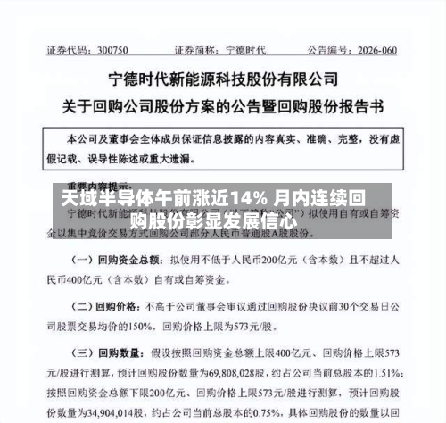 天域半导体午前涨近14% 月内连续回购股份彰显发展信心-第1张图片