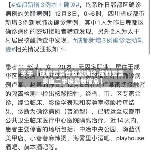 关于【成都云景台赵某确诊,成都云景豪庭二手房最新信息】