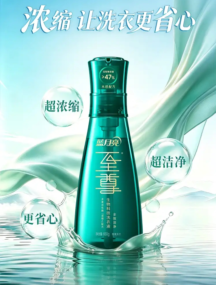蓝月亮推出全效至尊洗衣液“翡翠玉兰”全新香型 浓缩战略驱动产品结构与经营质量双升级